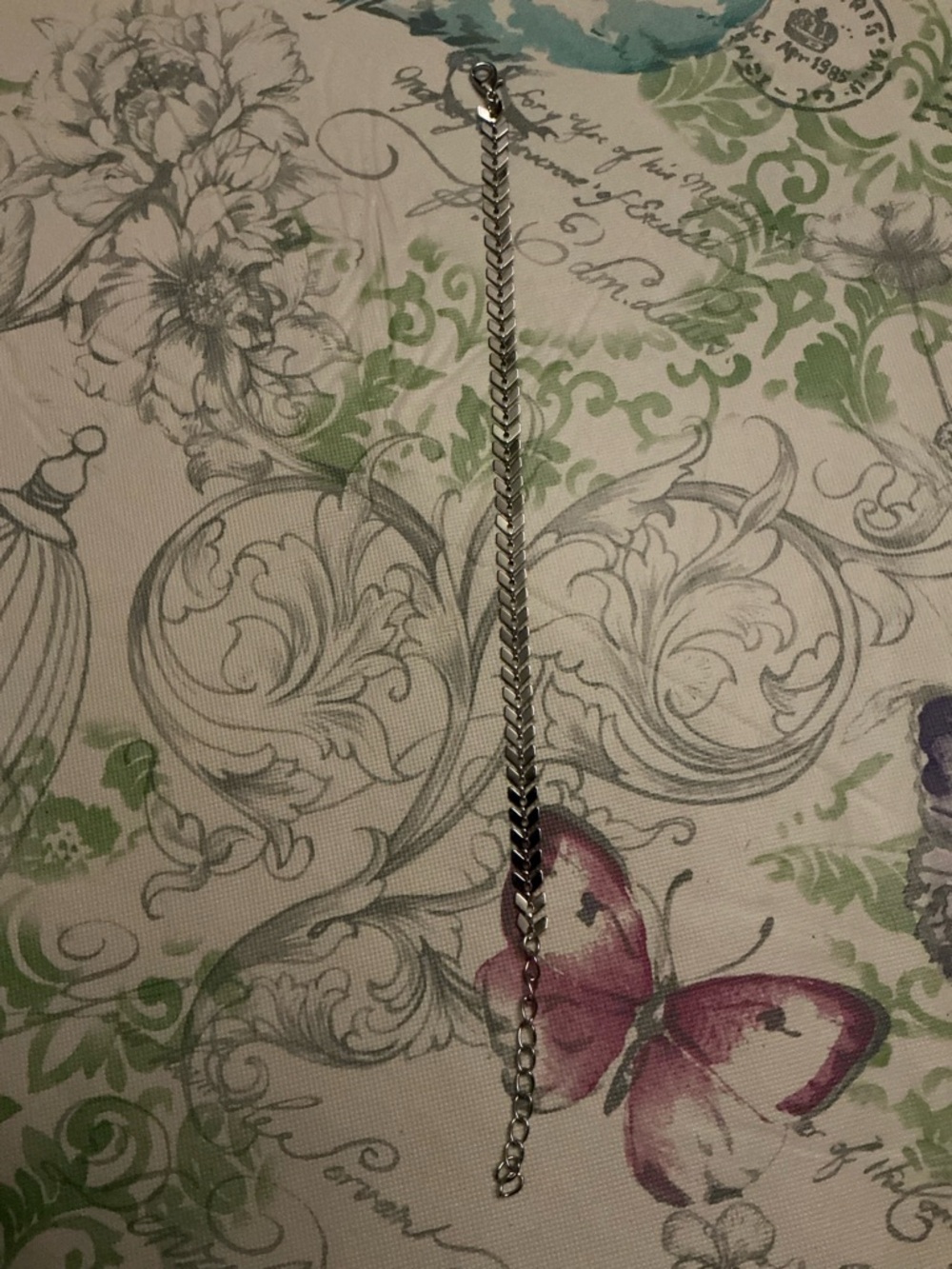 Sterling Silver Herringbone Chain Bracelet 7 1/2 in 3 in ex